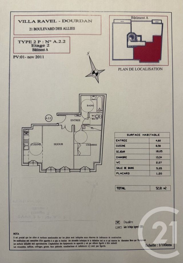 Appartement F2 à vendre - 2 pièces - 52.81 m2 - DOURDAN - 91 - ILE-DE-FRANCE - Century 21 Ld Immobilier